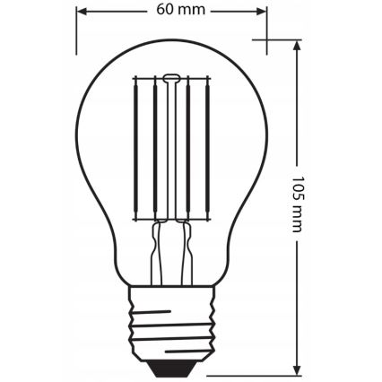 Komplet 3x LED žarnic BASE CLASSIC FILAMENT A60 E27/7,5W/230V 4000K - Osram