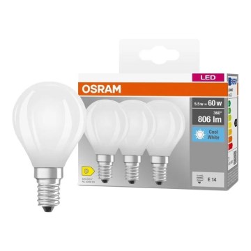 Komplet 3x LED žarnic BASE CLASSIC FILAMENT E14/5,9W/230V 4000K - Osram