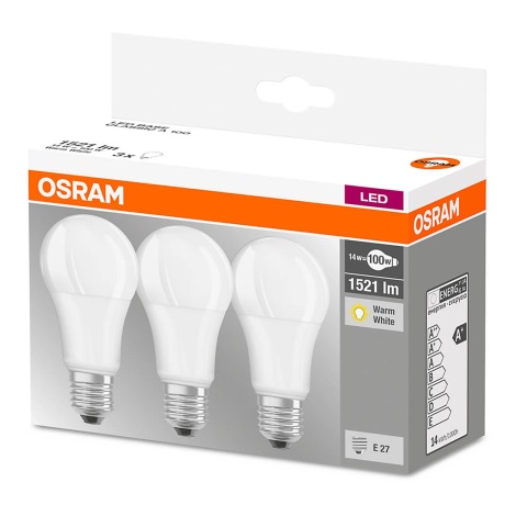 KOMPLET 3x LED Žarnica A60 E27/13W/230V 2700K - Osram