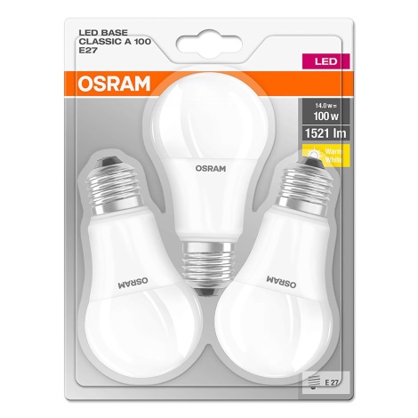 KOMPLET 3x LED Žarnica E27/14W/230V 2700K - Osram