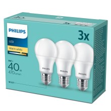 KOMPLET 3x LED Žarnica Philips E27/6W/230V 2700K