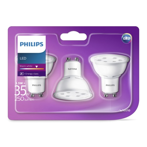 KOMPLET 3x LED Žarnica Philips GU10/3,5W/230V 2700K