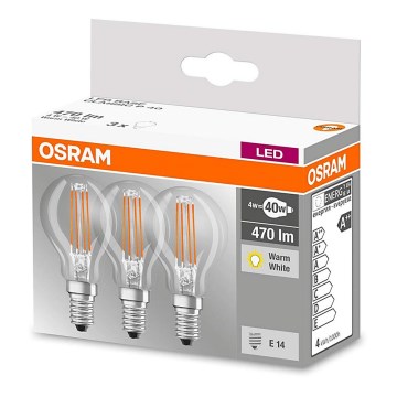 KOMPLET 3x LED Žarnica VINTAGE P40 E14/4W/230V 2700K - Osram