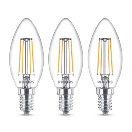KOMPLET 3x LED Žarnica Philips E14/4,3W/230V 2700K