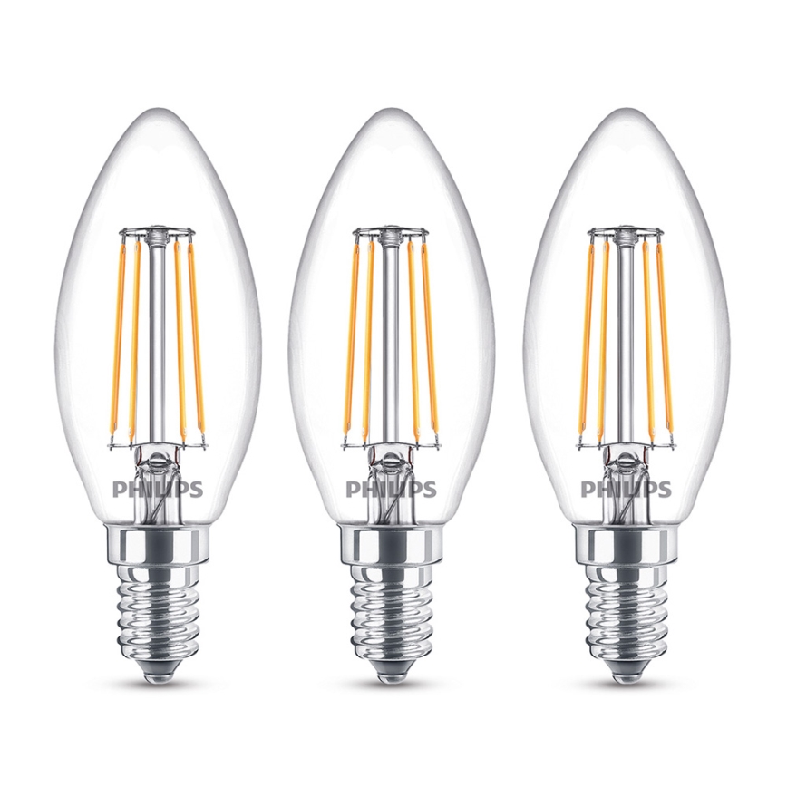 KOMPLET 3x LED Žarnica Philips E14/4,3W/230V 2700K