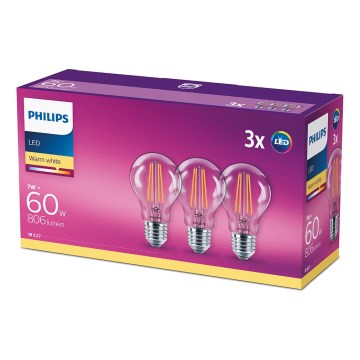KOMPLET 3x LED Žarnica VINTAGE Philips E27/7W/230V 2700K