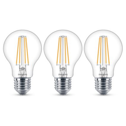 KOMPLET 3x LED Žarnica Philips E27/7W/230V 2700K