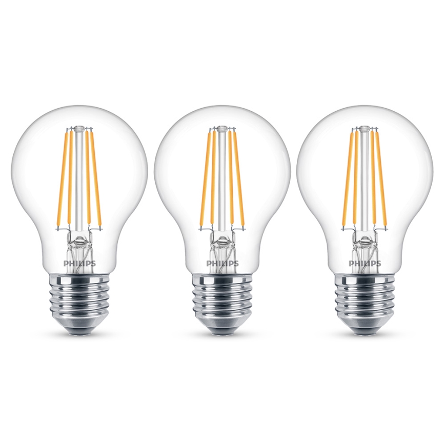 KOMPLET 3x LED Žarnica Philips E27/7W/230V 2700K