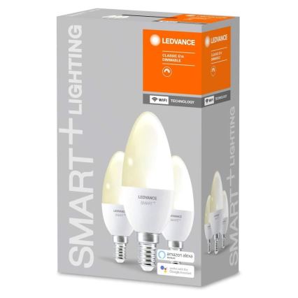 KOMPLET 3x LED Zatemnitvena žarnica SMART+ E14/5W/230V 2700K Wi-Fi - Ledvance