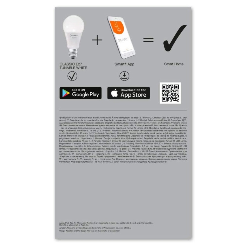 KOMPLET 3x LED Zatemnitvena žarnica SMART+ E27/14W/230V 2700K-6500K Wi-Fi - Ledvance