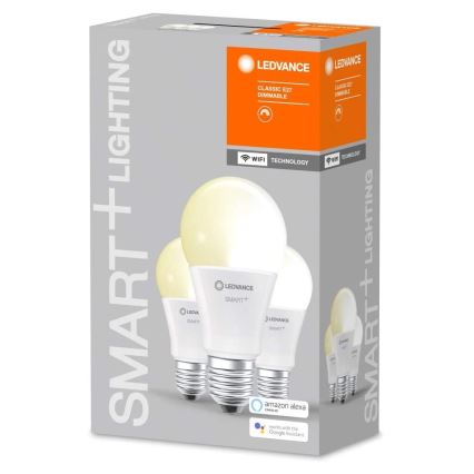 KOMPLET 3x LED Zatemnitvena žarnica SMART+ E27/9,5W/230V 2700K Wi-Fi - Ledvance