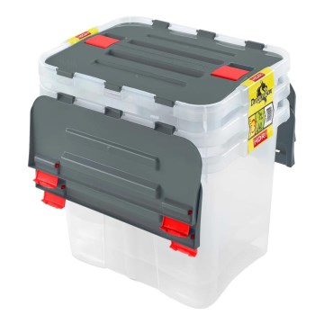Komplet 3x shranjevalnih posod DRAGON 24 l siva/prozorna