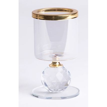 Komplet 3x svečnik, zlato/prozorno