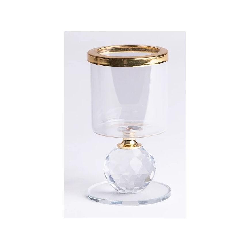 Komplet 3x svečnik, zlato/prozorno