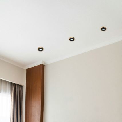 Komplet 3x vgradnih stropnih svetilk TOBBY, 1x GU10/20W/230V, premer 11,5 cm, hrast/črna