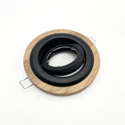 Komplet 3x vgradnih stropnih svetilk TOBBY, 1x GU10/20W/230V, premer 11,5 cm, hrast/črna