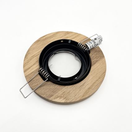 Komplet 3x vgradnih stropnih svetilk TOBBY, 1x GU10/20W/230V, premer 11,5 cm, hrast/črna