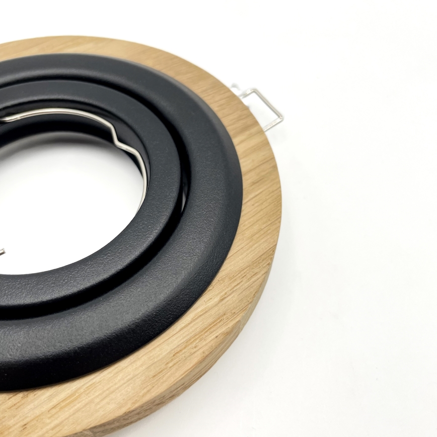 Komplet 3x vgradnih stropnih svetilk TOBBY, 1x GU10/20W/230V, premer 11,5 cm, hrast/črna