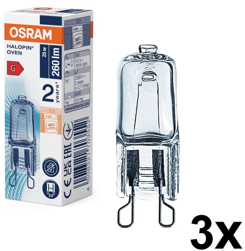 Komplet 3x žarnic za pečico HALOPIN G9/25W/230V 2700K - Osram
