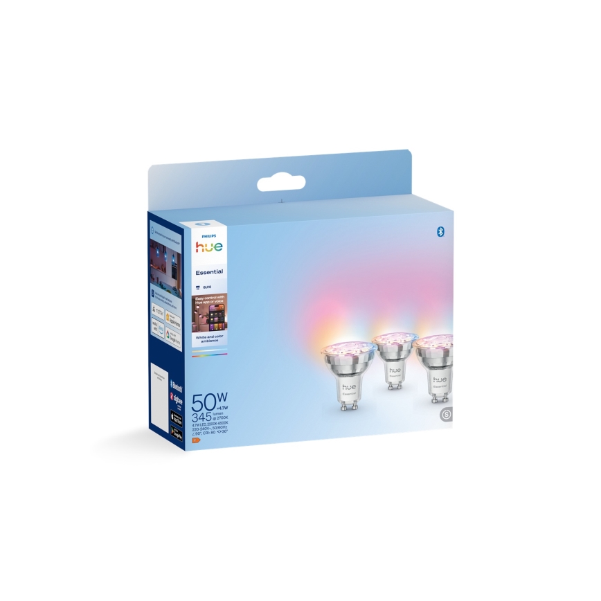 Komplet 3x zatemnjivih LED žarnic Philips Hue White And Color Ambiance Essential GU10/4,7W/230V 2200-6500K
