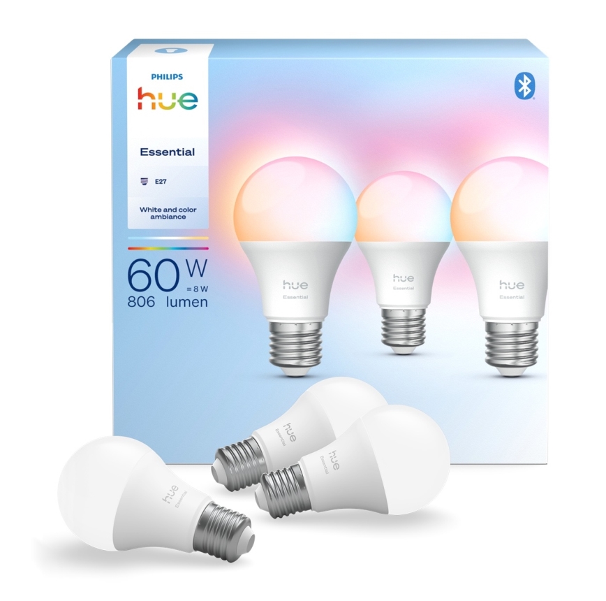 Komplet 3x zatemnljiva LED žarnica Philips Hue White and Color Ambiance Essential E27/8W/230V 2200-6500K