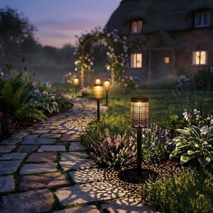 Komplet 4 kosov LED sončnih svetilk DECOR, LED/1,2 V, 150 mAh, 3000 K, 39 cm, IP44, črna