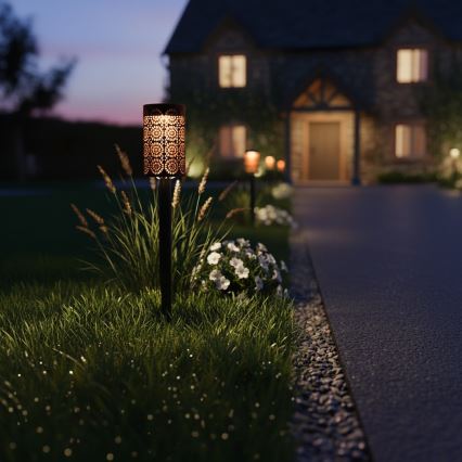 Komplet 4 kosov LED sončnih svetilk DECOR, LED/1,2 V, 150 mAh, 3000 K, 39 cm, IP44, črna