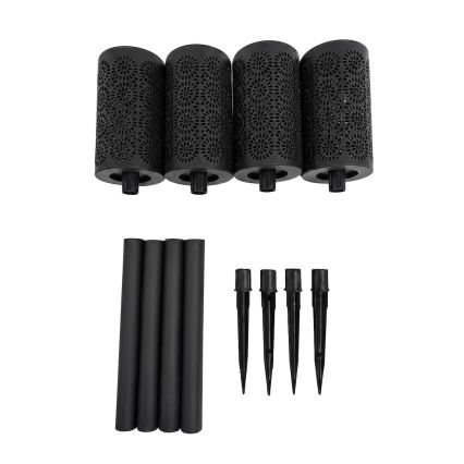 Komplet 4 kosov LED sončnih svetilk DECOR, LED/1,2 V, 150 mAh, 3000 K, 39 cm, IP44, črna