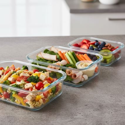 Komplet 4 posod za živila, prozorne/mentolne