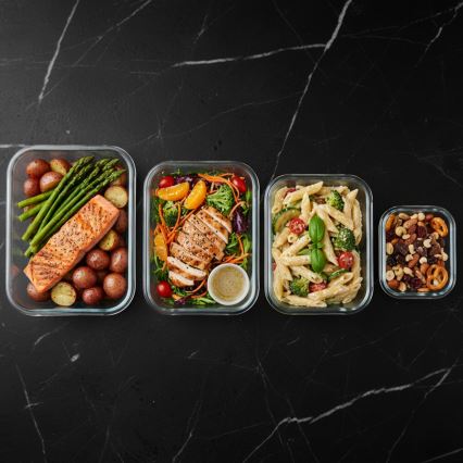 Komplet 4 posod za živila, prozorne/mentolne