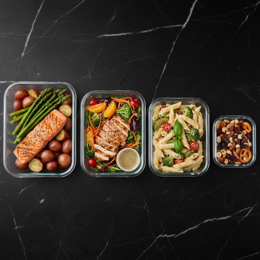 Komplet 4 posod za živila, prozorne/mentolne