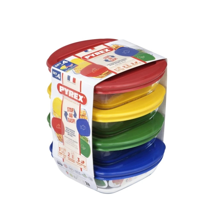 Komplet 4 steklenih posod za živila PYREX 0,3 l