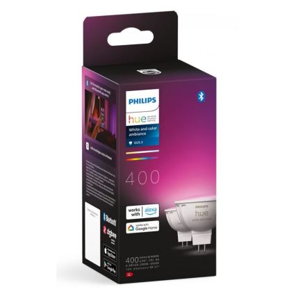 Komplet 4x zatemnjivih LED RGBW žarnic Philips Hue WHITE AND COLOR AMBIANCE GU5,3/MR16/6,3W/12V 2000-6500K