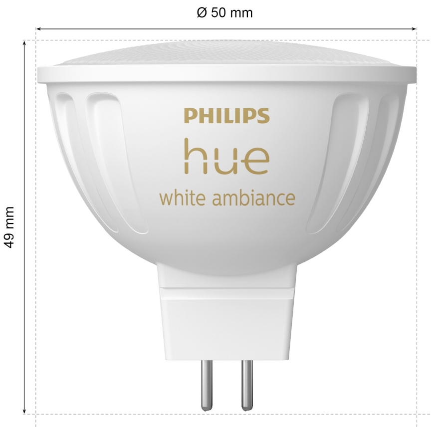 Komplet 4x LED žarnic z zatemnitvijo Philips Hue WHITE AMBIANCE GU5,3/MR16/5,1W/12V 2200-6500K