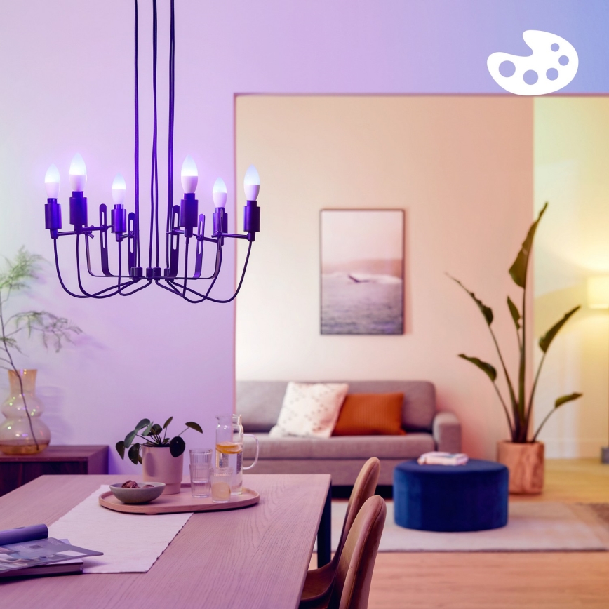 Komplet 4x LED RGB zatemnljivih žarnic Philips SMART C37 E14/4,9W/230V 2200-6500K