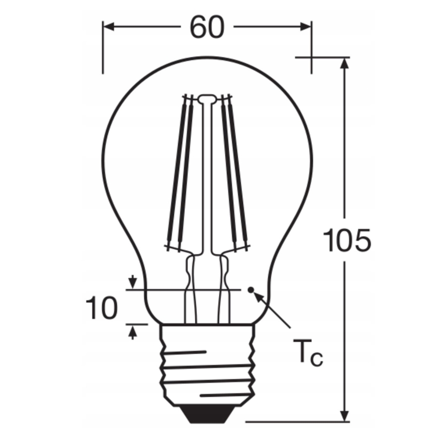 Komplet 5 LED žarnic BASE CLASSIC FILAMENT A60 E27/7W/230V 4000K - Osram