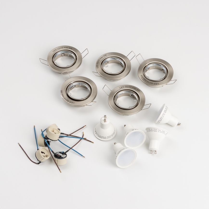 Komplet 5 vgradnih stropnih svetilk za kopalnico, 1xGU10/4W/230V, IP23, matni krom