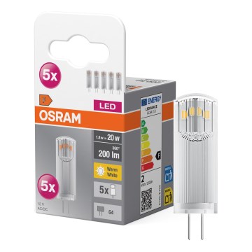 Komplet 5x LED žarnic PIN G4/1,8W/12V 2700K - Osram