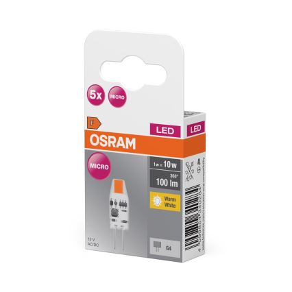 Komplet 5x LED žarnic PIN MICRO G4/1W/12V 2700K - Osram