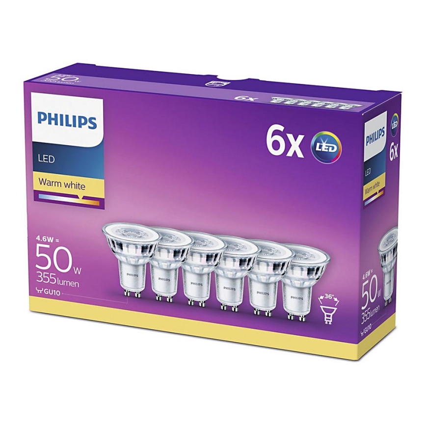 KOMPLET 6x LED Žarnica Philips GU10/4,6W/230V 2700K