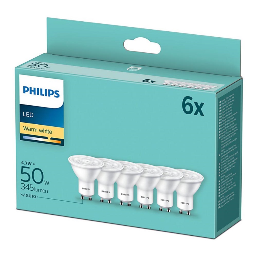 KOMPLET 6x LED Žarnica Philips GU10/4,7W/230V 2700K