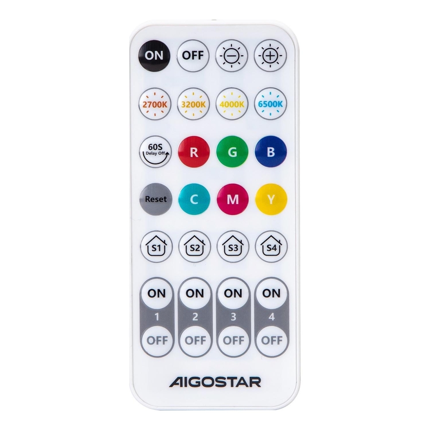 Komplet 6x LED RGBW zatemnljivih žarnic MESH GU10/6,5W/230V 2700-6500K Wi-Fi + daljinski upravljalnik - Aigostar