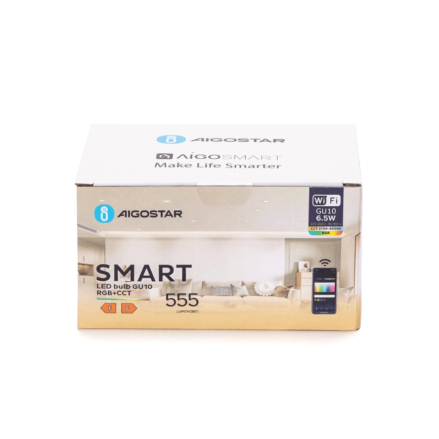 Komplet 6x LED RGBW zatemnjivih žarnic GU10/6,5W/230V 2700-6500K Wi-Fi - Aigostar