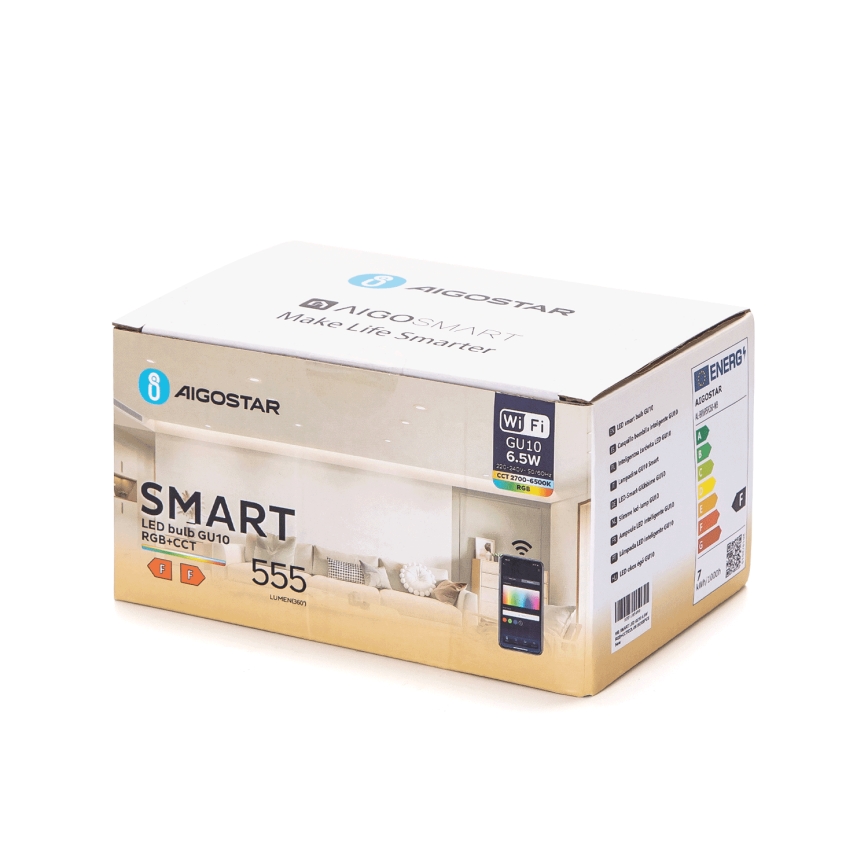 Komplet 6x LED RGBW zatemnjivih žarnic GU10/6,5W/230V 2700-6500K Wi-Fi - Aigostar