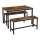 Komplet: barska miza 110x70 cm + 2x klopi 97x30 cm TREVOR rjava/črna