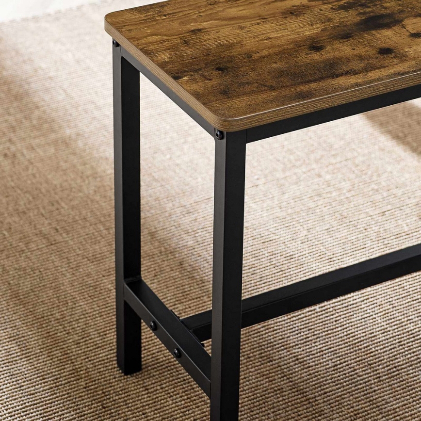 Komplet: barska miza 110x70 cm + 2x klopi 97x30 cm TREVOR rjava/črna