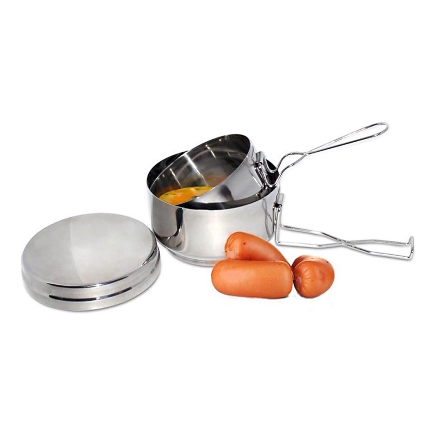 Komplet kamping posode iz nerjavečega jekla, 2 kosa