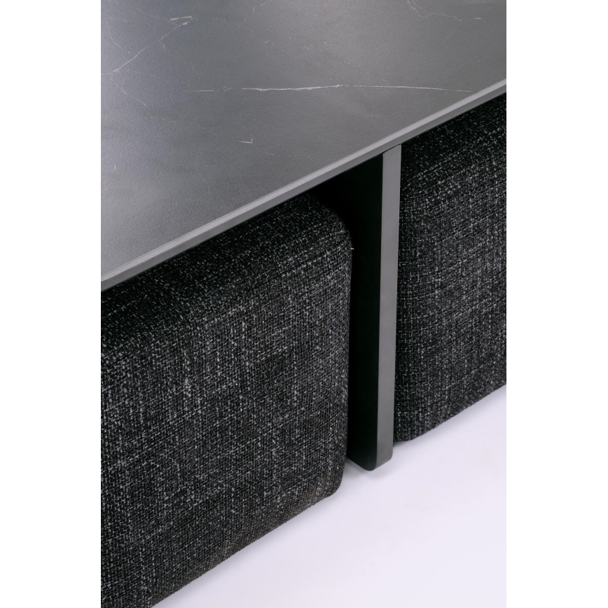 Komplet konferenčne mizice KORO 70x70 cm + 2x tabure črna/rjava