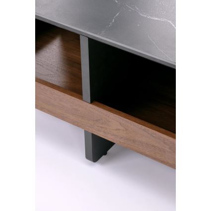 Komplet konferenčne mizice KORO 70x70 cm + 2x tabure črna/rjava