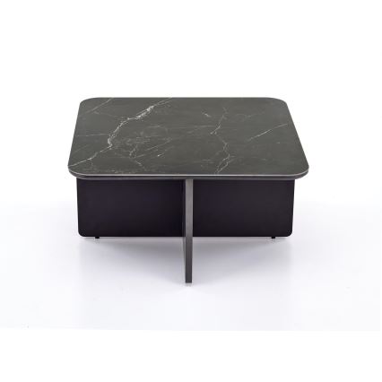 Komplet konferenčne mizice KORO 70x70 cm + 2x tabure črna/rjava